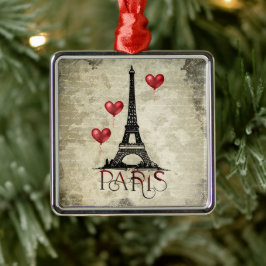 Paris, Eiffel Torn Red Heart-ballonger jul Julgransprydnad Metall
