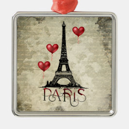 Paris, Eiffel Torn Red Heart-ballonger jul Julgransprydnad Metall