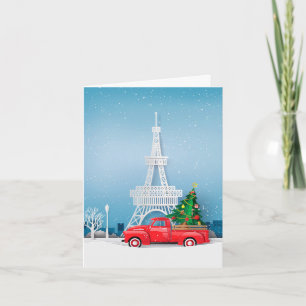 Paris Eiffel Torn Red Lastbil jul Helgkort