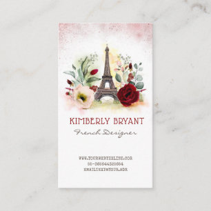 Paris Eiffel Torn Ro Guld Glitter Elegant Visitkort