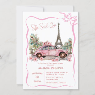 Paris Eiffel Torn Rosa Coquette Möhippa Inbjudningar