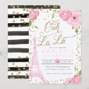 Paris Eiffel Torn Rosa Guld Inbjudan