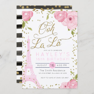 Paris Eiffel Torn Rosa Guld Inbjudan