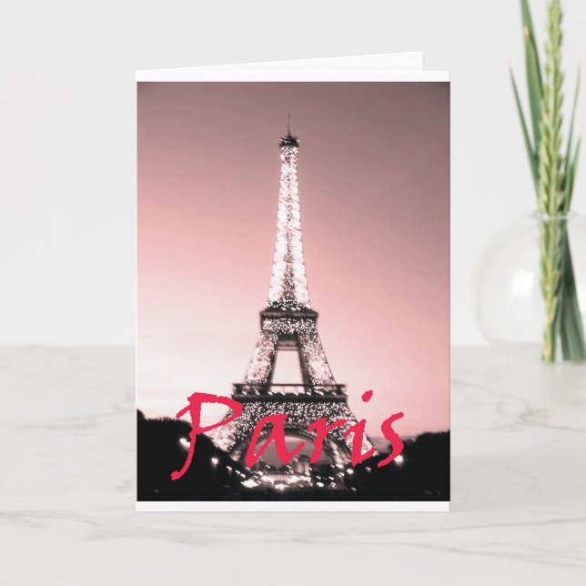 Paris Eiffel Torn Rosa Kort (Framsida)