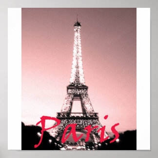Paris Eiffel Torn Rosa Poster