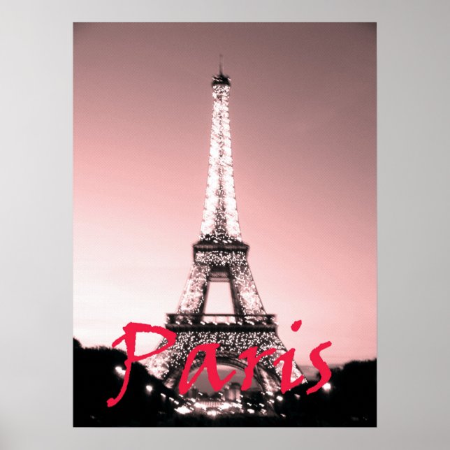 Paris Eiffel Torn Rosa Poster (Framsidan)