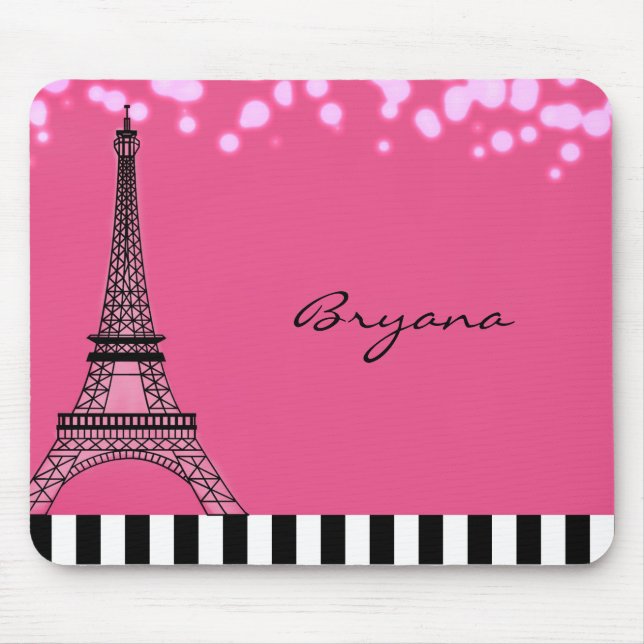 Paris Eiffel Torn Rosa Pudel Girls Mouse Pad Musmatta (Framsidan)