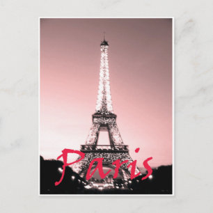 Paris Eiffel Torn Rosa Vykort