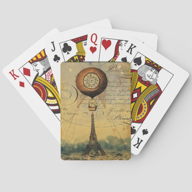Paris Eiffel Torn Steampunk Luftballong Spel Kort (Baksidan)