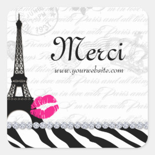 Paris Eiffel Torn Sticker Fyrkantigt Klistermärke