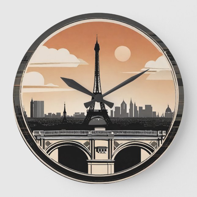 Paris Eiffel Torn Stor Klocka (Framsida)