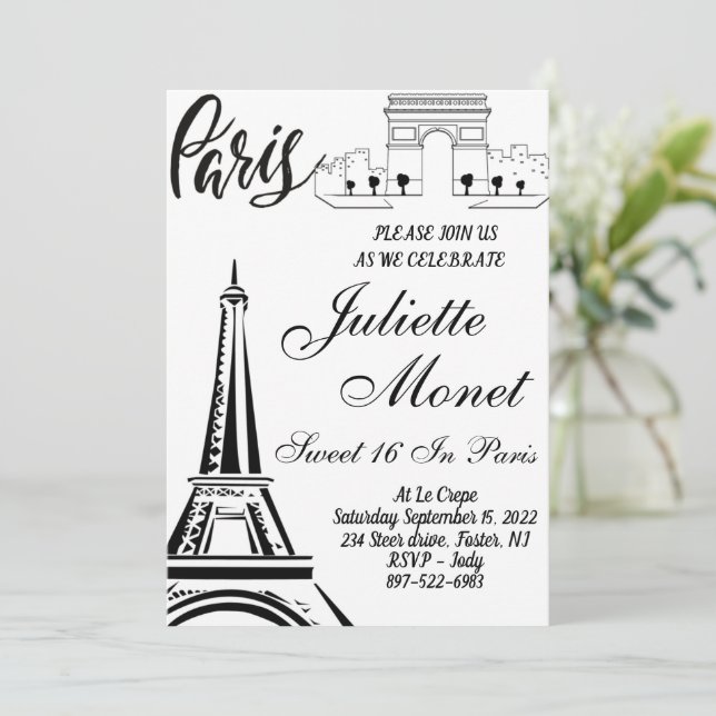 Paris Eiffel Torn Sweet 16 inbjudningar (Stående Fram)