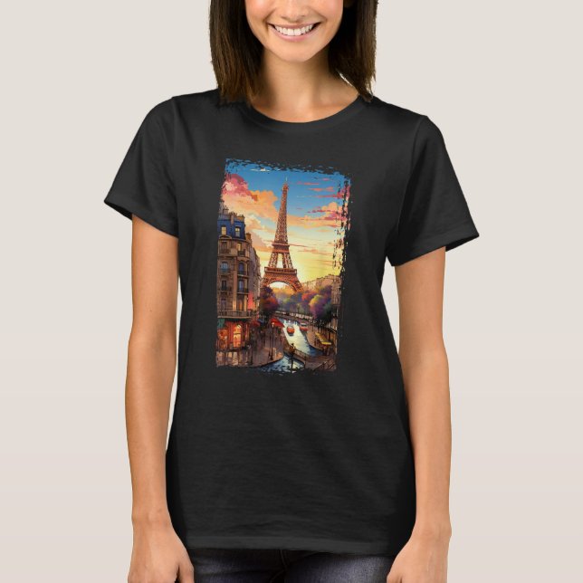 Paris Eiffel Torn T-Shirt I Kärlek Paris Souvenir  (Framsida)