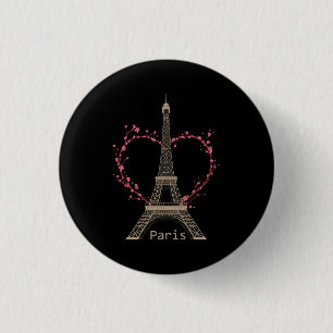 Paris Eiffel Torn tecknet Kärlek Frankrike Parisia Knapp