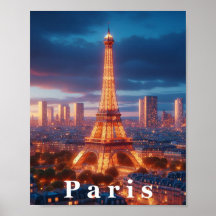 Paris Eiffel Torn Travel Art Poster
