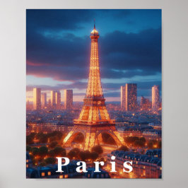 Paris Eiffel Torn Travel Art Poster