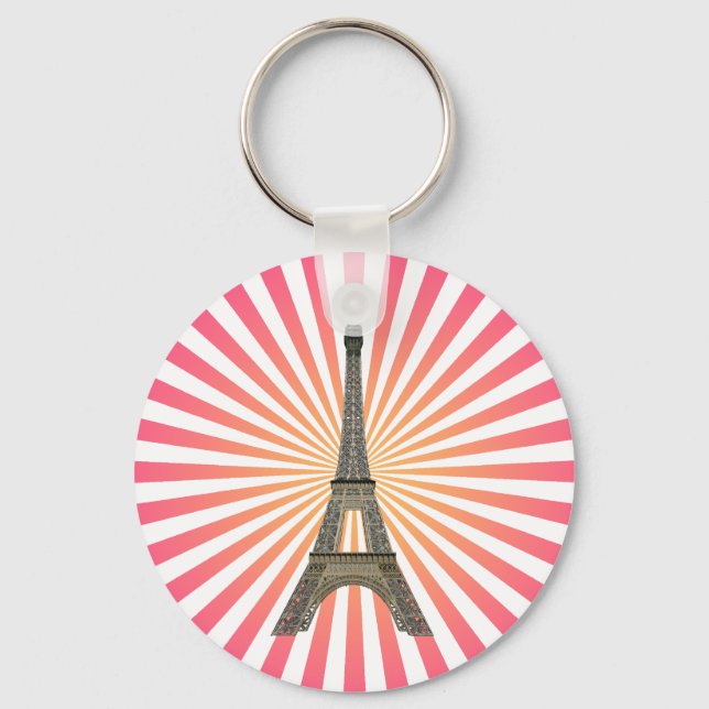 Paris: Eiffel Torn: Vector Teckning: Keychain Nyckelring (Framsida)