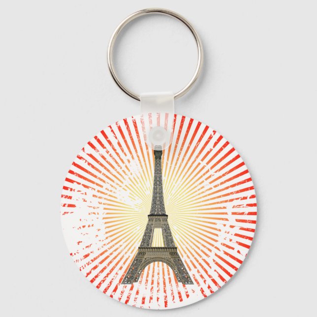 Paris: Eiffel Torn: Vector Teckning: Keychain Nyckelring (Framsida)