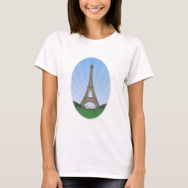  Paris:Eiffel Torn: Vector Teckning: T-shirt (Framsida)