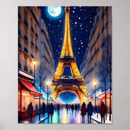 Paris Eiffel Torn vid NattPoster Poster