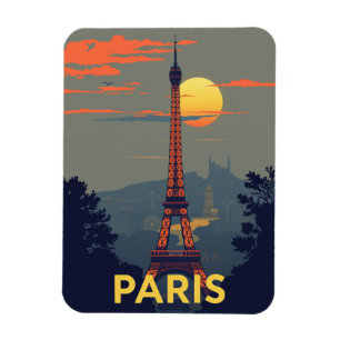 Paris Eiffel Torn vid Sunset Vintage Frankrike Tra Magnet