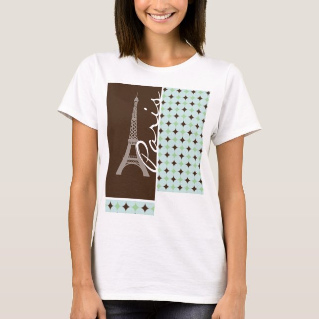 Paris; Eiffel torn; Vis mangrönt & brunt Tee (Framsida)