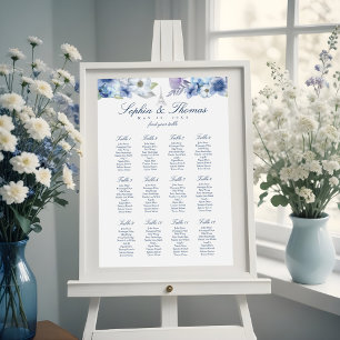 Paris Eiffel Torn Watercolor Blommigt White Bröllo Poster