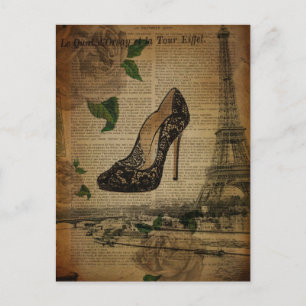 Paris eiffel tornvintage skor flickaktigt vykort