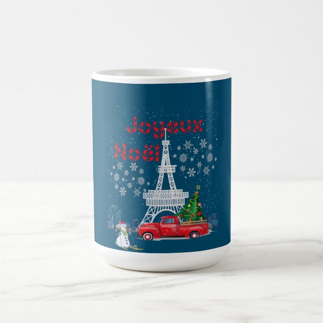 Paris Eiffel Tower Christmas Tree Red Truck Joyeux Kaffemugg (Center)