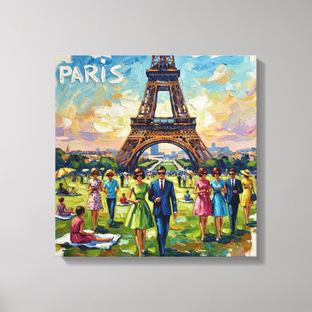 Paris Eiffel Tower Garden Elegance Canvas Art (Framsida)