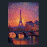 Paris Eiffel Tower Pointillism Sunset Cityscape Ar Poster<br><div class="desc">Colorful pointillist painting of the Eiffel Tower rising above the Seine at sunset. Thousands of vibrant dots create a glowing neo-impressionist Paris cityscape full of light, texture and atmosphere. Perfect for travel lovers and art collectors who appreciate expressive city landscapes.</div>