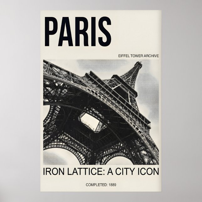 Paris Eiffel Tower Print - Vintage Style Poster (Framsidan)