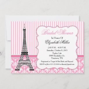 Paris Eiffel Tower Temaparty Rosa Inbjudningar