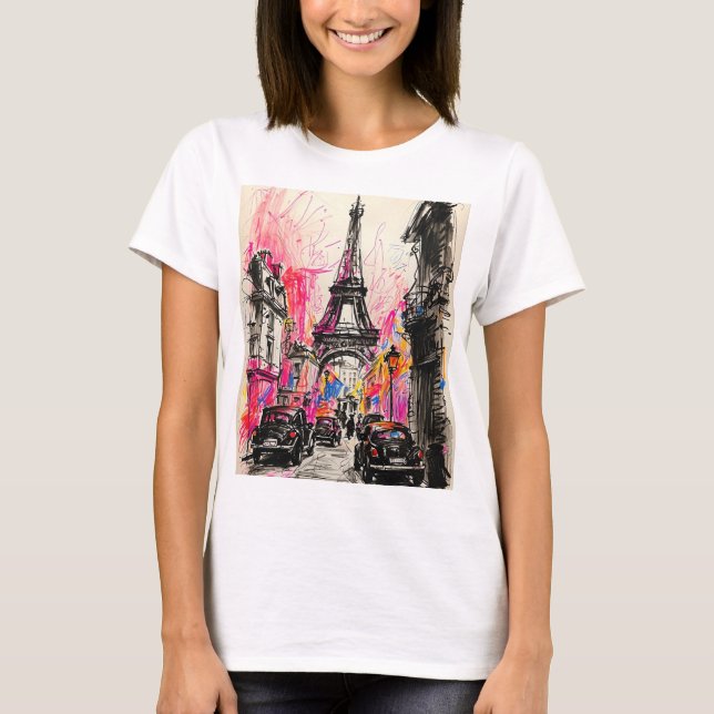 Paris, Eiffel Tower Vinatge style Classic T-Shirt  (Framsida)