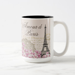 PARIS EIFFEL TURNERAR, FRANSKT VIN, CAMMEMBERT Två-Tonad MUGG