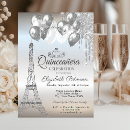 Paris Eiffeltorn,Dryper Ballonger Quinceañera Inbjudningar