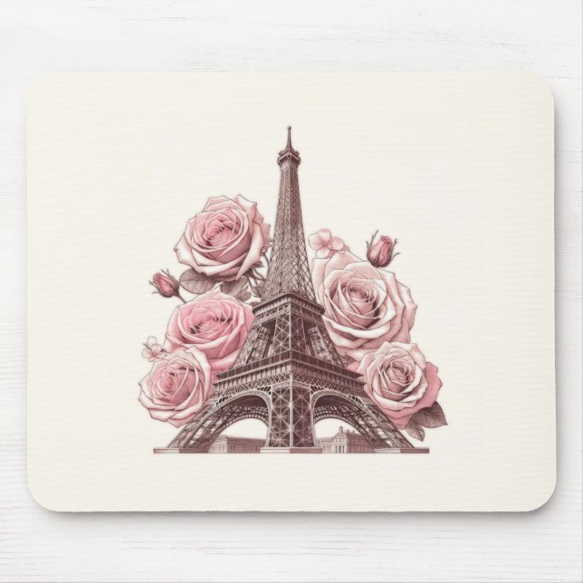 Paris Eiffeltorn & rosa rosor Musmatta (Framsidan)