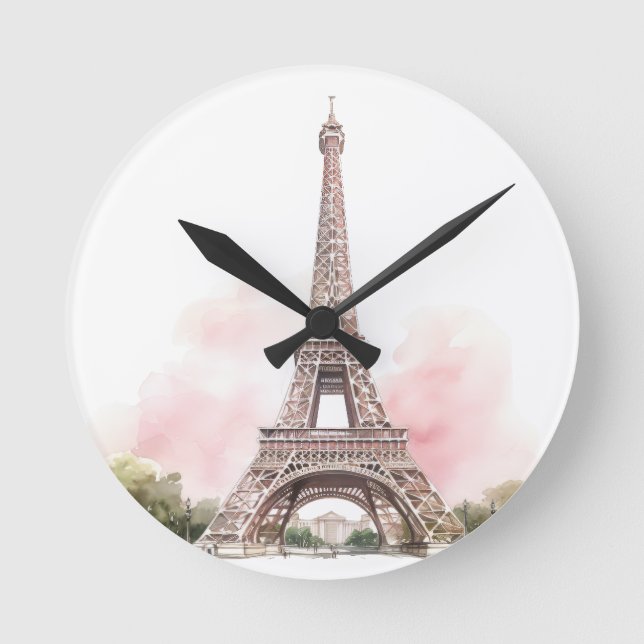 Paris Eiffeltorn Rund klocka  (Framsida)