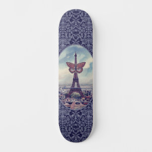 Paris Eiffeltorn Vintage Collage Mini Skateboard Bräda 18,7 Cm