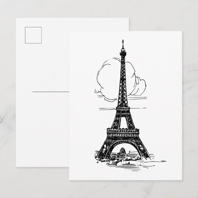 Paris Eiffeltorn Vykort (Fram/baksida)