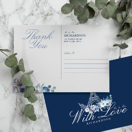 Paris Eiffeltornet Akvarell Blommig Marin Bröllop Vykort