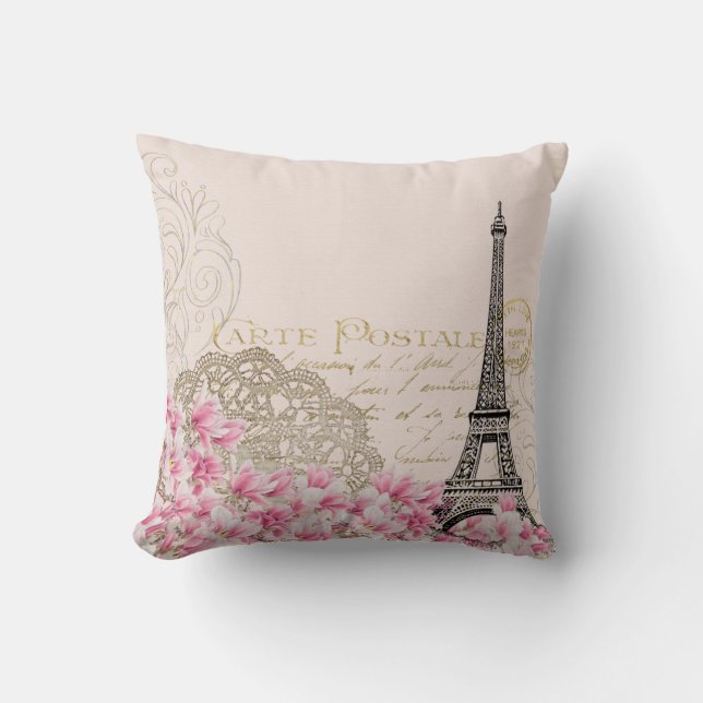 Paris Eiffeltornet Frankrike, fransk vintage efeme Kudde (Framsida)