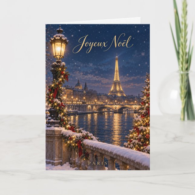 Paris Eiffeltornet God Jul Helgkort (Framsida)