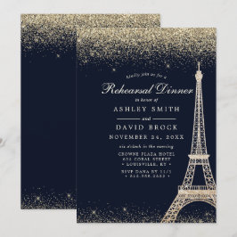 Paris Eiffeltornet Guld Glitter Repetition Inbjudningar