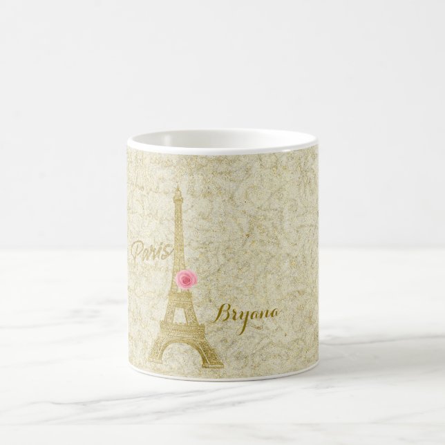 Paris Eiffeltornet Guld & Rosa Elegant Kaffemugg (Center)