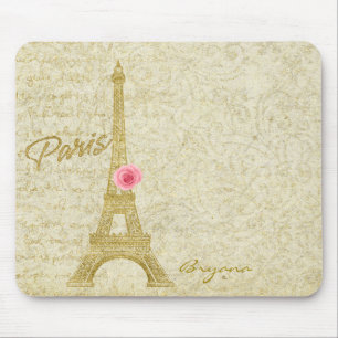 Paris Eiffeltornet Guld & Rosa Elegant Musmattor