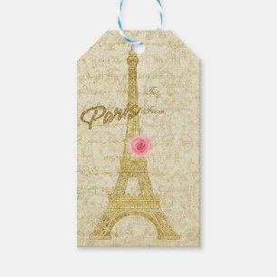 Paris Eiffeltornet Guld & Rosa Elegant presentkort Presentetikett