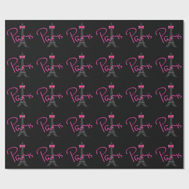 PARIS Eiffeltornet med rosa slinga Presentpapper (Platt)