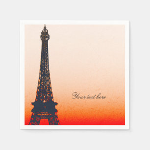 Paris Eiffeltornet Orange Solnedgång Chic Fest Pappersservett