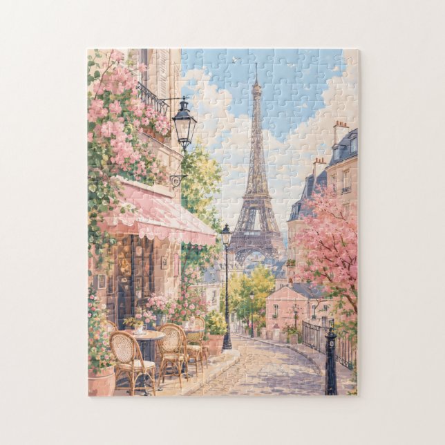 Paris Eiffeltornet Pastellgata | Romantiska Paris  Pussel (Vertikal)